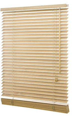 Ventanara® Holzjalousie 35mm Natur Holz Jalousie Jalousette Echtholz (60 x 130 cm)