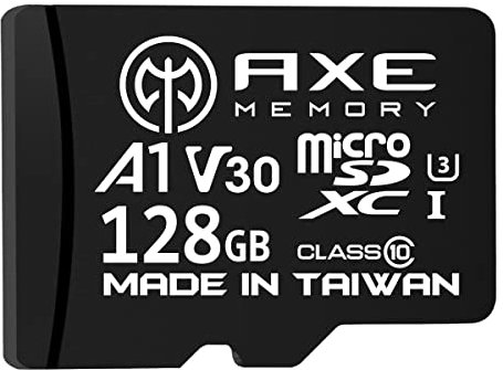 AXE MEMORY Scheda Micro SD 128 GB, Memoria MicroSDXC per Nintendo-Switch, GoPro, Drone, Smartphone, Tablet, 4K Ultra HD, A1 UHS-I U3 V30 C10, Lettura Fino a 95 MB/s, con Adattatore SD