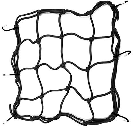 Clenp Filet De Moto, 12 Pouces 6 Crochet Tiedown Faux Cuir Moto Cargo Net Casque De Rangement Sac en Maille Noir Taille Unique