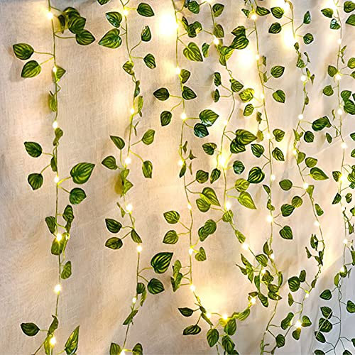 Aotlet Solar Lichterkette Aussen, Wassermelonenblätter Lichterkette 50LED 5M/16.4Ft 8 Modi Lichterkette Außen für Garten, Bäume, Terrasse, Weihnachten, Hochzeiten, Partys, Geburtstagsdeko (Warmweiß)