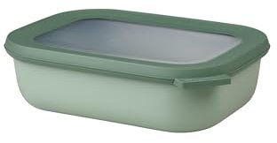 Mepal Multi Bowl Cirqula Rectangular - Mikrowellen Geschir - Geeignet als Luftdichte Aufbewahrungsbox für den Kühlschrank, Mikrowellengeschirr & als Frischhaltedosen - 1000 ml - Nordic sage