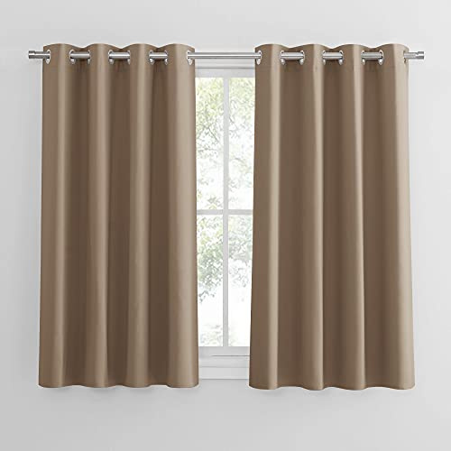 PONY DANCE - Tende oscuranti con occhielli, per cameretta dei bambini, termiche, set da 2 pezzi, altezza 145 cm x larghezza 140 cm, opache, colore cappuccino | L140 x A145 cm, Moca, Termiche Isolanti, Blackout, per Camera da Letto, Salotto, Privacy, Anti-UV, Facile Lavaggio