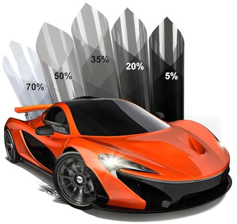 KORKIE Nano-Keramik-Fenster-Tönungsfolie für Autos (20 % VLT), 50,8 x 3 m Rolle, DIY-Installation, Autotönungsfolie, passend für Mini-Auto-Seiten, Hitze- und UV-Blockierung und Sichtschutz