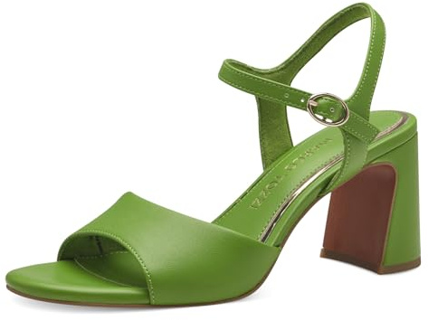 MARCO TOZZI Sandali Donna con Tacco con Cinturino Regolabile Vegani, Verde (Apple), 39 EU