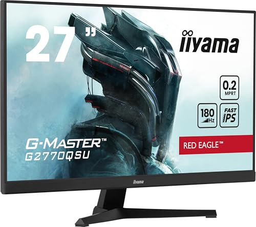 iiyama G-Master Red Eagle G2770QSU-B6 68,5 cm 27 Fast IPS LED Gaming Monitor WQHD HDMI DP USB3.2 0,2ms 180Hz Adaptive Sync schwarz