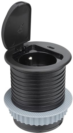 Zenitech Otio - Bloc prise encastrable + clapet + port USB-C - Noir