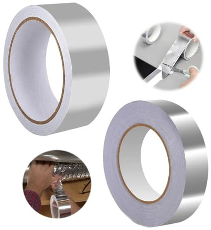 ZHYUAN Aluminium Adhesive Tape, Silver, 3 cm x 15 m, 5 cm x 15 m, Waterproof, Heat-Resistant, Self-Adhering, Multi Surface, For Plumbing, Building, Glass, Outdoor