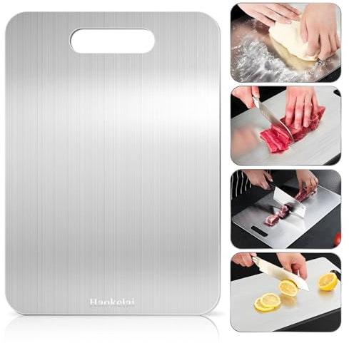 Titanium Cutting Board, Haokelai Yamato Cutting Board, Double Sided Food Grade Titanium Chopping Board, Cutting Boards for Kitchen, Dishwasher Safe, Chopping Board（34X23cm）