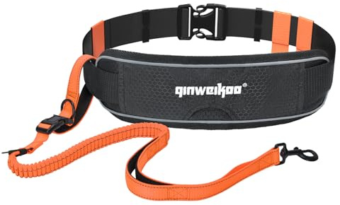 Premium Hands Free Dog Leash,Adjustable Waist Belt for Large Dogs Walking Up to 125 lbs,Shock Absorbing Bungee Dog Leash,Reflective Safety Leash Belt for Jogging,Biking,Hiking,Running,Training Dogs.