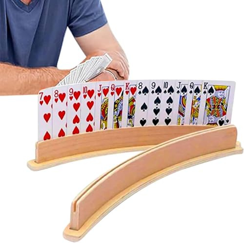 FeiOne Kartenhalter Kinder, 33 cm Kartenhalter Spielkarten Holz, Spielkartenhalter für Kinder Senioren, Spielkartenhalter Holz, Kartenständer Spielkarten Aufbewahru, Spielkartenhalter für Kinder