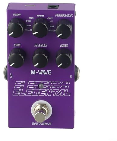 YUANGANG VAVE - Pedal de guitarra con 9 efectos de reverberación para guitarra eléctrica, pedal de reverberación digital de 3000 m de largo, pedal de reverberación de retardo, pedales de guitarra