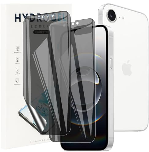 KUSINHOKA Protector Pantalla de Privacidad para iPhone 16e, [2 Piezas] Anti-Espía Hidrogel Flexible Full Cobertura Película Protectora, Anti-arañazos Film Protector para iPhone 16e
