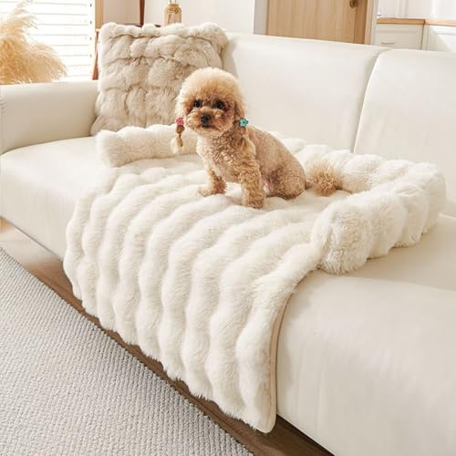 Bettschlange Hundebett Flauschig, Katzenbett, Hundedecke Sofa mit Rand, Waschbar Haustierbett, Hundebetten rutschfest, Katzensofa Katzennest für Katze Kleine Hunde, 75x75cm, Beige