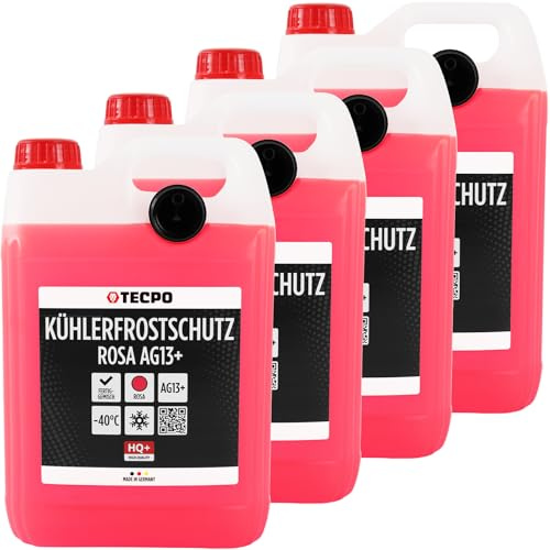 TECPO Kühlerfrostschutz Antifreeze AG13+, 20 Liter Kühlmittel rosa rot -40 C° Auto Kühlflüssigkeit Gebrauchsfertig LOBRID-Technologie | bis zu 5 Jahre Lebensdauer |
