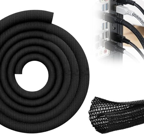 3m Kabelschlauch Selbstschließend 13mm Gewebter Kabelschutz Zuschneidbar Flexibel Kabelkanal Kabelmanagement Kabelschutzschlauch Kabel Sleeve Für TV Computer Heimkino Automobilkabel Schwarz