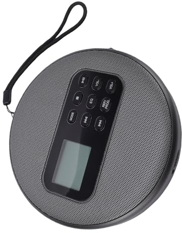 Lazmin112 Lecteur CD Portable, Batterie Rechargeable avec 8 Heures De Lecture, Grand Écran LCD, Anti-Saut, Double Haut-Parleurs, CD Mp3 USB, avec Écouteurs, pour Voiture