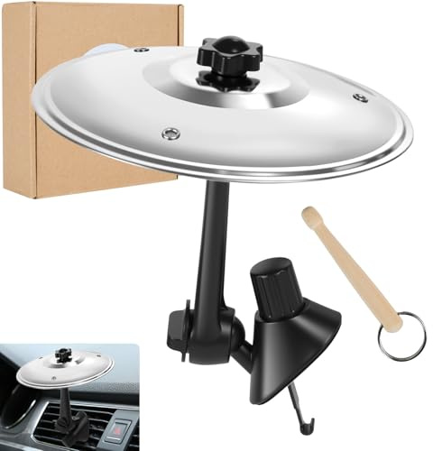 Musfunny Batería para coche Cymbal: Mini platillos Auto Crash Platillo con baquetas - Platillos de choque para todo tipo de vehículos amantes de la música entretenimiento de conducción (plata)