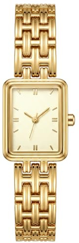 CIVO Vintage Armbanduhr Damen Kleine: Rechteckiges Analoge Uhr Edelstahl | Damenuhr für Schmale Handgelenke - Elegante Frauenuhr für den Alltag Arbeit - Geschenke für Sie Jahrestag Valentinstag
