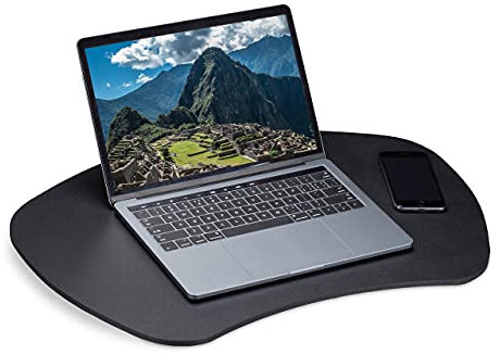 Relaxdays, schwarz Knietablett Kissen, Betttablett mit Tragegriff, abnehmbares Laptopkissen, MDF, HxBxT: 5 x 60 x 40 cm, 10014660