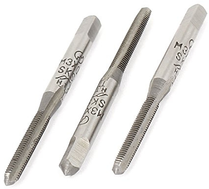 sourcing map 3pcs Tarauds à main coniques M3 x 0,5 métrique SKS2 droites 3 cannelures de fond