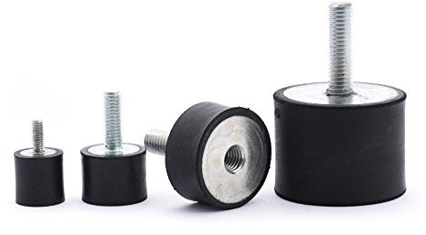 Veasion A 10 Stck. Gummimetallpuffer - Typ B Ø 20 mm, Höhe 15 mm, Schwarz, Industrial, Türstopper, 10 Stück, 1 Set, Kautschuk und Metall, Stahl verzinkt, Türmontage