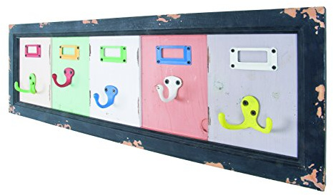 HAKU Wandgarderobe, Weiß, Massivholz - Maße: B 66 x H 21 x T 5 cm, Style: Industrial