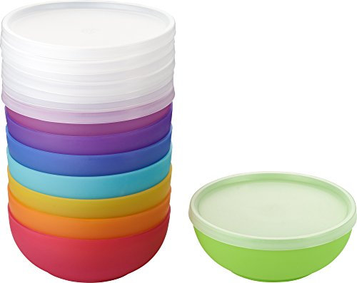 Kigima lot de 8 bols dessert dip saladiers avec couvercle Rainbow colorés diamètre 14 cm