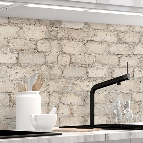 STICKERPROFIS Küchenrückwand selbstklebend ALTE MAUER (Premium) 60 x 80cm | Spritzschutz & Fliesenspiegel · alle Untergründe · hitzebeständig, abwaschbar · ohne Bohren · 1,8mm Verbundmaterial, Matt
