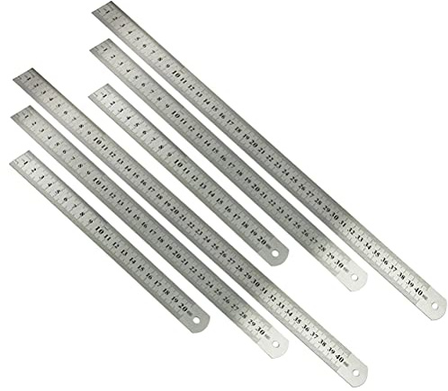 Toyvian 6Pcs Edelstahl Lineale Metall Lineale für Büro Zeichnung Ingenieurschule 20Cm 30Cm 40Cm