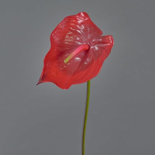 artplants.de Anthurium de plástico Moira, Rojo, 75cm, 13x20cm | Anturio Artificial - Lirio Flamingo sintético