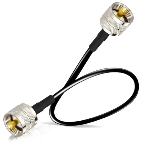 BINGFU PL259 Kabel 60 cm UHF PL259 Stecker auf Stecker Verlängerungskabel | RG-58 Verlustarmes Koaxialkabel für CB-Funk, Amateurfunk, SWR-Meter, Antennenanalysator und Dummy Load