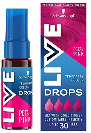 Schwarzkopf LIVE Colour Drops, Vegan, Semi-permanent, Pink Hair Dye, Lasts 2 to 12 Washes, Petal Pink 30 ml
