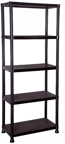 STORM TRADING GROUP Storage Shelving Unit 4 Tier & 5 Tier Racking Plastic for Home Living Room Garage - Extra Large Lightweight, Compact Shelves (1, 5 Tier)