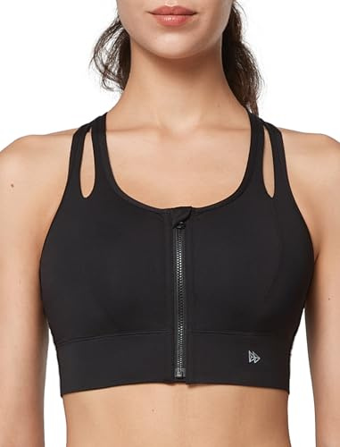 Yvette Sport BH Hollow-out Ringerrücken Starker halt Große Brüste mit Vorderverschluss,Schwarz,L