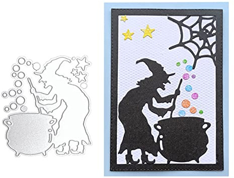 Qoiseys Halloween Hexe Stanzschablone Die Stanzen Basteln Prägeschablone, Stanzungen für DIY Scrapbooking Fotoalbum Dekoratives Papier Basteln Prägeschablone