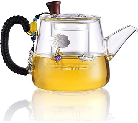 BEZAX Teekanne Teekanne Glas Teekanne Wasserkocher Klarglas Teekanne Hitzebeständig 650 ml mit Infuser Hochtemperaturbeständiges Glas (Color : C) (Color : D)