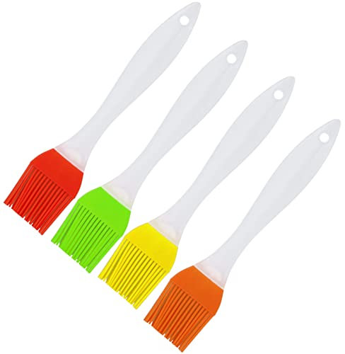 LAMXD Set di 4 pennelli da pasticceria in silicone, set di pennelli da cucina, spazzola per griglia, spazzola per olio resistente al calore, agitazione per alimenti, cottura in forno