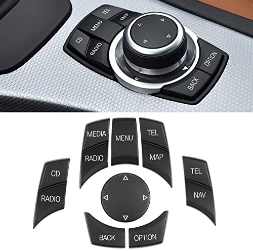 Jaronx Compatibile con Pulsanti BMW iDrive, per BMW iDrive Controller manopola multimediale di Ricambio per 1' E81 E82 E88/3' E90 E92 E93/5' E60 E61/6' E63 E64/X1 E84/X5 E70/X6 E71 (Set da 8 Pezzi)
