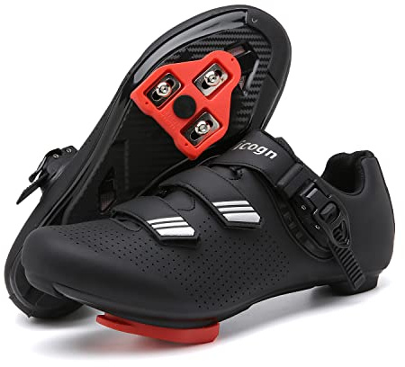 Vicogn Indoor Cycling Shoes for Men Women Compatible with Peloton Bike Pre-Installed with Look Delta Cleats Outdoor Road Biking (Silver,US 11.5) 46