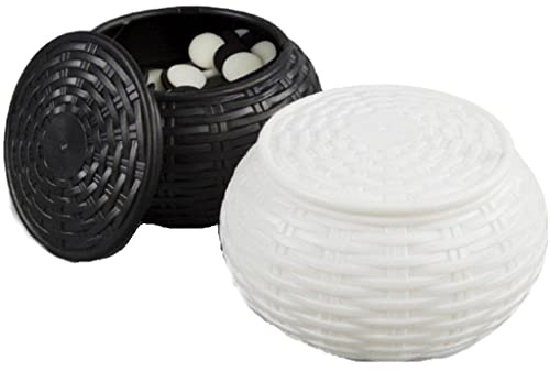 Casiler Round Woven Bowl Go Game Stones Storage Bowl Empty Storage Container for Classic Strategy Board Game Chess Games