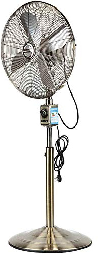 Vintage Bronze Oszillierender Standventilator, antiker nostalgischer Sitzventilator aus Metall, 3 Geschwindigkeiten, für Retro-Villa, modernes Zuhause, Bar-Café
