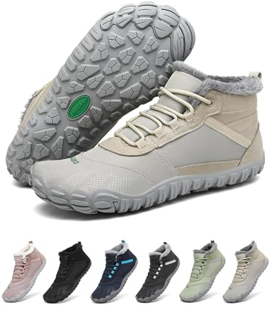 SAGUARO Botas de Nieve Hombre Mujer Zapatos Forrados Caliente Barefoot Botines Antideslizante, Gris 39