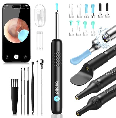 VLIKE Otoscopio, 1080P Pulisci Orecchie con Telecamera, 3,5mm Impermeabile Endoscopio con 6 Luci LED, WIFI Rimozione di Cerume con Telecamera, Pulizia Orecchie per iOS, Android, Tablet (Nero)