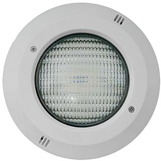 PRENDELUZ Proyector para piscina tipo PAR-56, color blanco, con nicho, ideal para iluminación subacuática y ambientación en espacios exteriores.