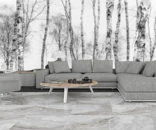 Kalodity Papier Peint Panoramique Jungle Noir et Blanc 3d Soie, 410 X 280 cm Papier Peint Bosquet Tropical Nature - Grandes Murales Poster pour Salon, Adulte Chambre d'enfants, Étude Décoration