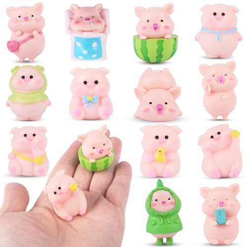 RNHDLY Glücksschwein 13Pcs Mini Glücksschweinchen Neujahr Tischdeko | Glücksbringer, Glücksschwein Silvester, Glückschwein Silvester Neujahr Dekoration Geburtstag Give-Away Geschenk