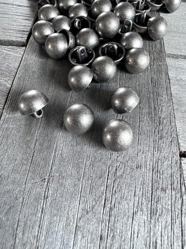 dunkel silber gewölbt kleine Metall Knöpfe Halbkugel mit Öse 11mm 12mm oder 15mm (10 Stück) (15mm)