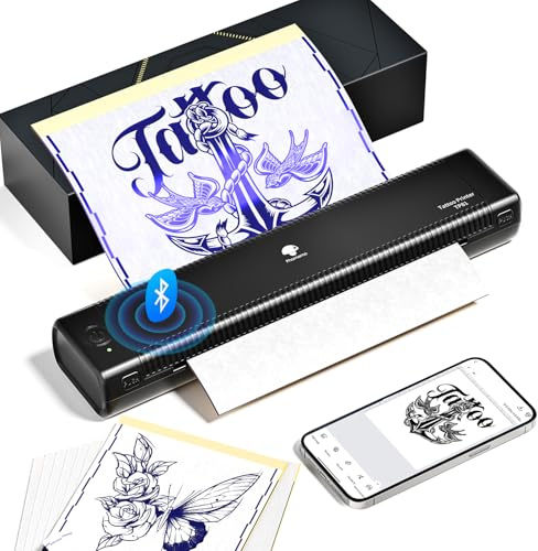 Phomemo TP81 Termocopiadora Tattoo, Impresora Termica Tattoo, Impresora Térmica de Tatuajes con 10 Hojas de Papel Térmico para Tatuajes Copiadora Tattoo Transfer,Compatible con Tablet PC, Smartphone