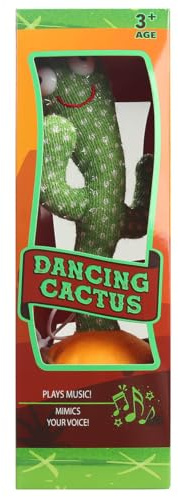 Doohickey Dancing Cactus, Interactive Toy, Talking Cactus Repeat What You Say, LED Lights, Cactus Toy 60 Unique Popular Songs for Kids, Dance, Record, and Sing, Rechargable USB Cord Included, Green