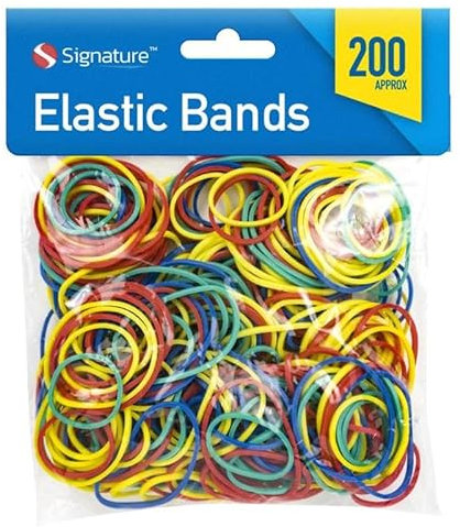 200PK ELASTIC Rubber Bands Strong Assorted Colours Office, School, Home, Crafts | Thick Elastic Bands, Sturdy Long Lasting Stretch - Ideal for Bundling, Organizing, DIY and Securing Items